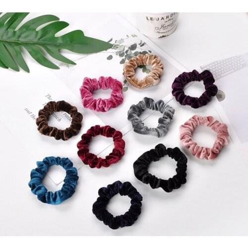 Hairlyah Golden Velvet Cloth Women Large Intestine Hair band Solid Elastic Ponytail Hair Rope Scrunchies Ornament Accessories