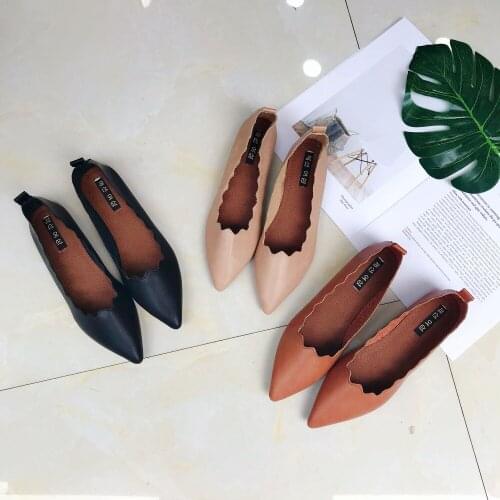 Dropshipping 2019 Autumn and Winter New Design Super Soft and Comfort Shallow Mouth Pointed Toe Shoes Women Single Slip on Flats