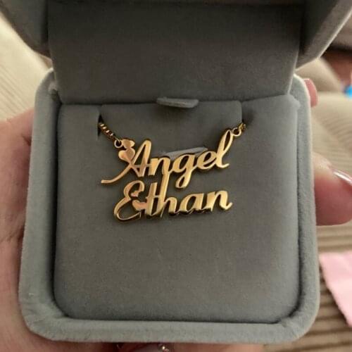 Custom Double Names Necklace Women Personalized Stainless Steel Gold Chain Pendants Necklaces Holiday Jewelry Gift bijoux femme