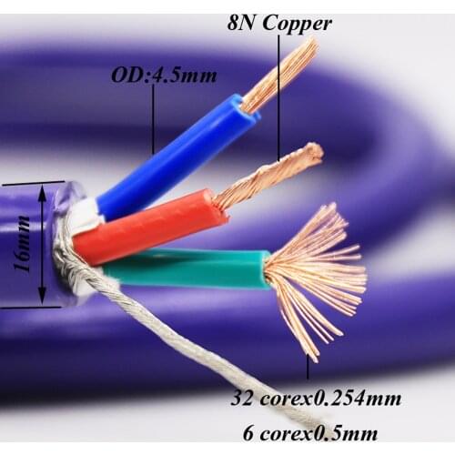1M 5N OFC AC Reference power Cable Bulk Cable Per Meter Audio Power Cord Wire Cable HIFI Power Cable