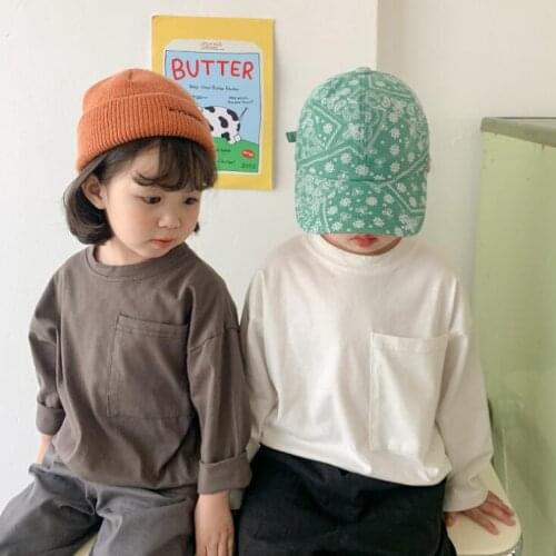 2021 new style girls boys t shirt spring cotton full sleeve fashion kids top 2-7 years YX26