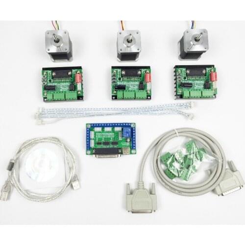 CNC Router mach3 3 Axis Kit, 3pcs TB6560 driver + 5 axis stepper motor controller + 3pcs nema17 1.8A motor
