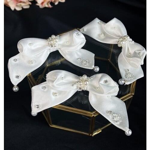 3pcs Sets Korean Bride White Lace Bow Hairpiece Clip Super Women Hair Decoration Bridemaid Hair Accessories