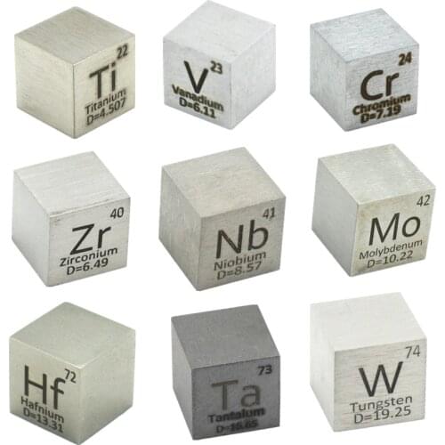 9pcs Element Cube Set 10mm Metal Density Cubes for Daily Metals Periodic Table Collection V Ni Ta Mo Cr W Ti Zr Hf