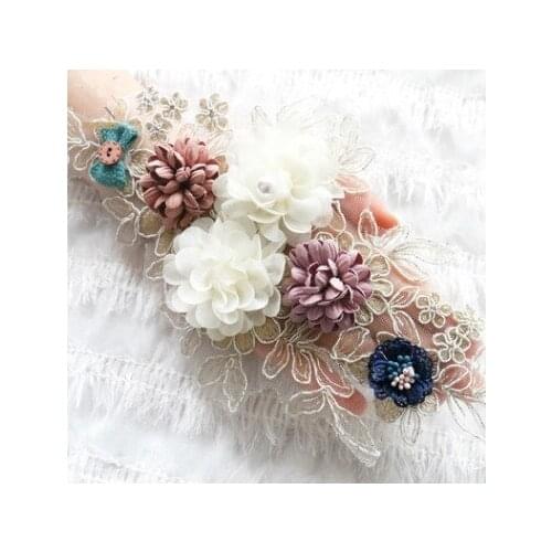 Clothing Accessories Hand-made Bead Bone Rope Embroidery flower High-end Dress Hand Embroidery Coth Stickers