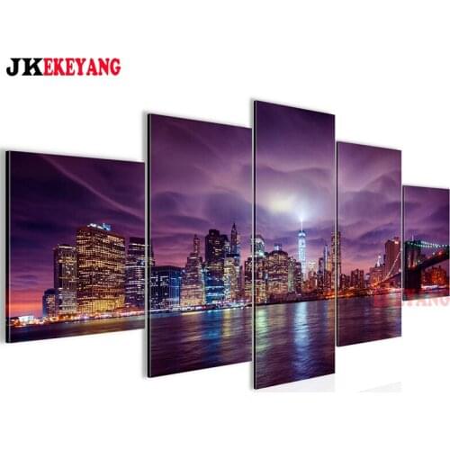 5pcs 5D Diy Diamond embroidery"New York Skyline"Cross Stitch full square diamond painting,puzzle Y4327