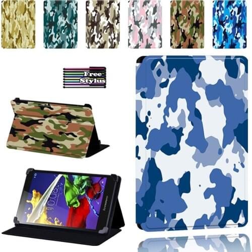Camouflage Pattern Case for Lenovo Tab 2 A7 / A8 / A10-70 / Tab 3 / Tab 4 PU Leather Tablet Foldable Cover Case