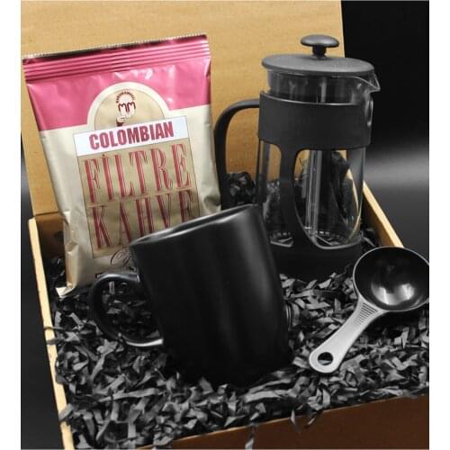 Black Mug French Press Columbian Fresh Filter Coffee Set