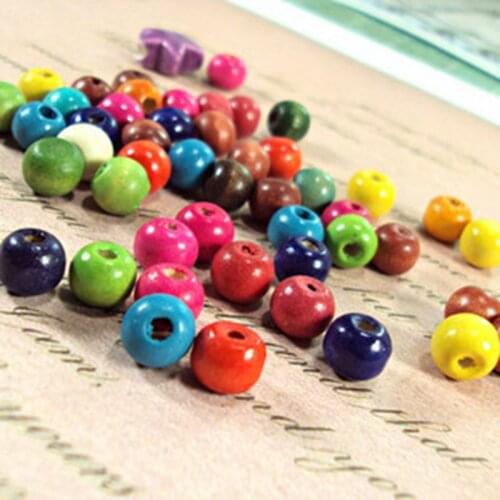 Wood Beads 8mm Print Beds Big Hole 300pcs/lot Round Shape Wood Crafts multicolor Hot Sale Diy Jewelry Accessories 018001010