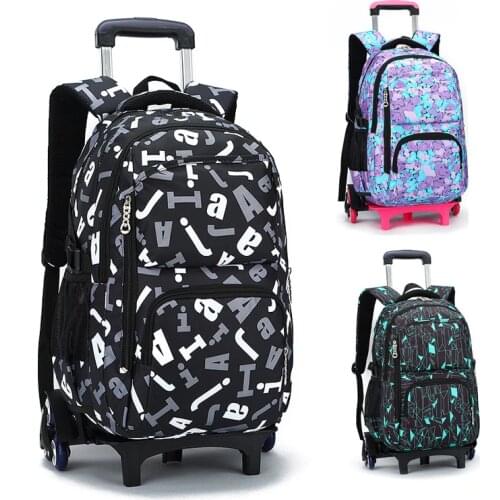 Kids boys girls Trolley Schoolbag Luggage Book Bag Backpack Latest Removable Children School Bags 2/6 Wheels Stairs Trolley bag