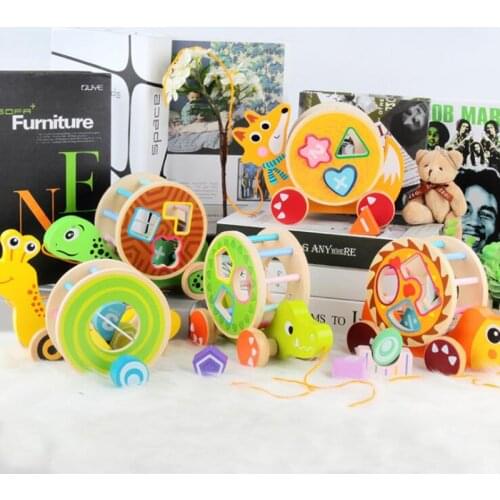 Cute Cartoon Animal Building Block Trailer Baby Early Educational Toys Interesting Hedgehog Fox Dinosaur Trailer childrens Gift