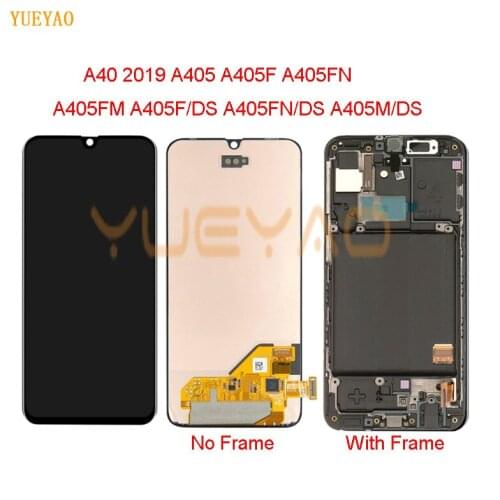 100% Super AMOLED For Samsung A40 LCD 2019 A405 LCD display touch Screen Digitizer Assembly with frame replacement repair parts
