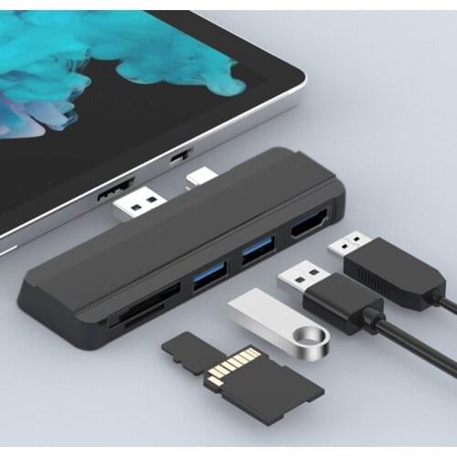 5-in-1 Type C HUB Docking Station Disk USB-C to HDMI-compatible Dock HDD SSD Power Adapter for Surface Pro 4/5/6 Adapter