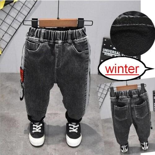 2-6Years Boys Jeans Kids Trousers Fashion Children Boys Jeans Kids Fashion Denim Pants Winter Baby Casual Pants Infant