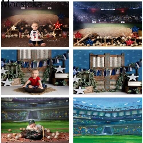 Newborn Kids Portrait Photography Backdrop Sports Theme Birthday Party Banner Baseball Rugby Baby Shower Photo Background Props