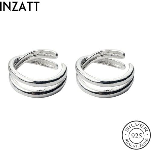INZATT Real 925 Sterling Silver Minimalist Geometric Cross Clip Earrings For Fashion Women Party Fine Jewelry Accessories