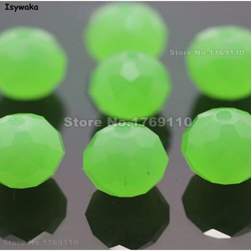 Isywaka Non-hyaline Green Color 8*10mm 70pcs Rondelle Austria faceted Crystal Glass Beads Loose Round Beads for DIY Making