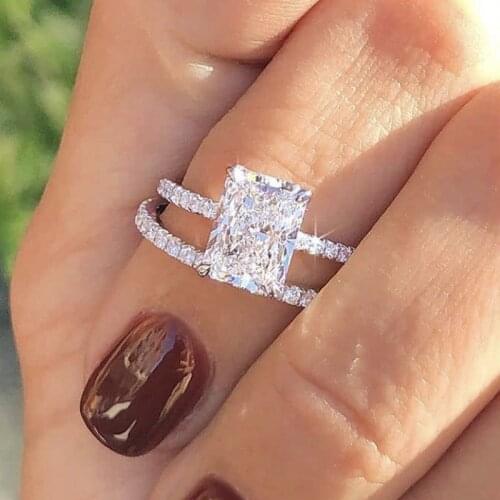 New Trendy Crystal Engagement Claws Design Hot Sale Rings For Women AAA White Zircon Cubic Elegant Rings Female Wedding Jewelry