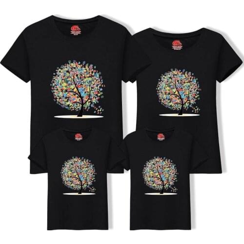 NO.9 Family Look Matching Family Matching Outfits Father Mother Daughter Son Clothes Cotton Short Sleeve Printing T-Shirt