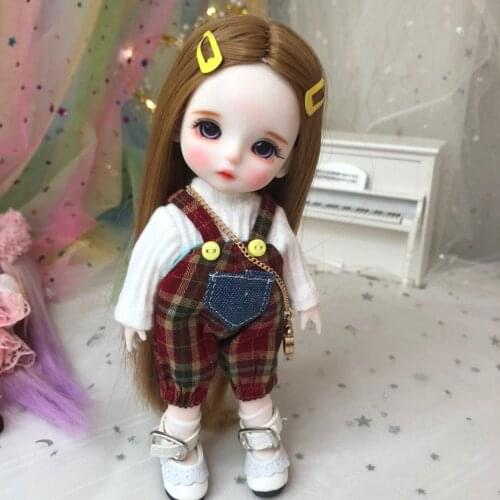 16cm Wig BJD Doll Movable Joints Cute Face DIY Bjd Dolls with Big Eyes Bjd Toys Gifts for Girl Handmand Toy