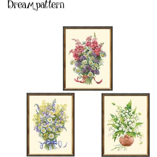 Lily of the Valley daisy cross stitch package 18ct 14ct 11ct light yellow cloth cotton thread embroidery DIY handmade needlework