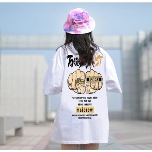 Summer cotton compassionate European and American street tide brand hip-hop loose five-point sleeve printing short sleeve