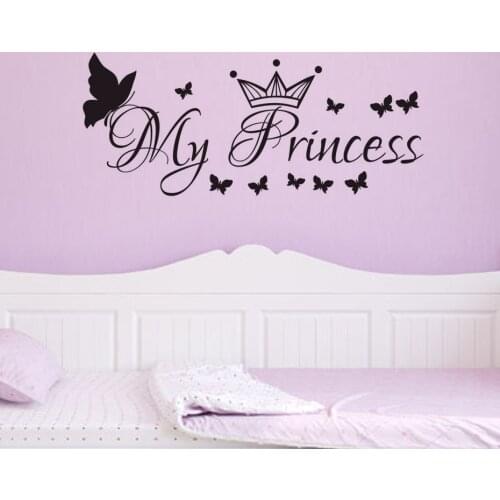 My Princess Butterflies Crown Wall Sticker Home Decor Removable Vinyl Art Murals Nursery Baby Room Wall Decals For Girl