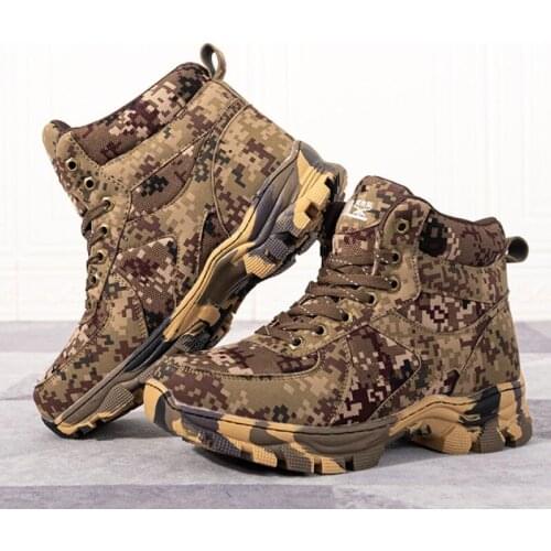 2021 Winter Mens Snow Mid Boots Camouflage Color Dirt-Proof Warmth Combat Boot Wool Flat Boys Shoes Rubber Non-Slip Plus Thick