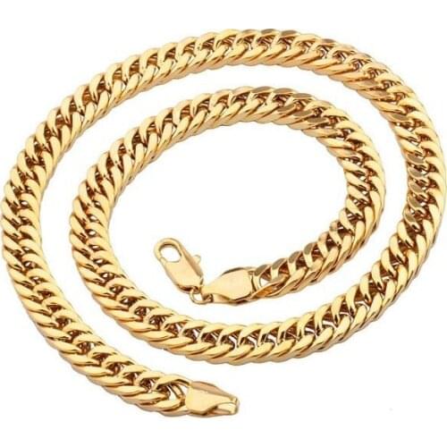 MxGxFam (600*10mm)Yellow Gold Color High Quality Heavy Thick Chain Necklace Men european style