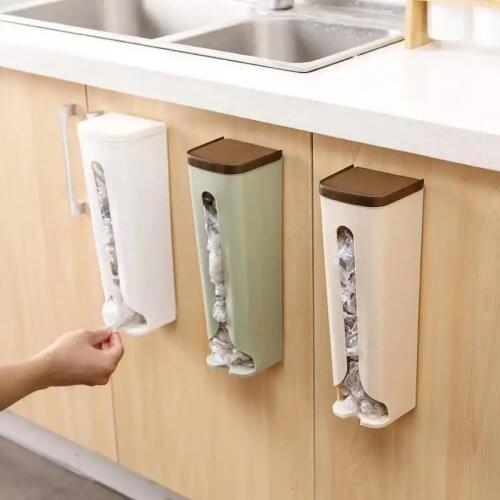 Wall Mounted hanging kitchen garbage bag storage rack kitchen bathroom plastic bag Nordic style shoe cover storage box Accessory
