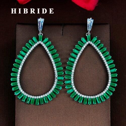 HIBRIDE New Fashion Green Drop Earring Boucle d oreille boheme For Women Party Gifts Wholesale Price E-838