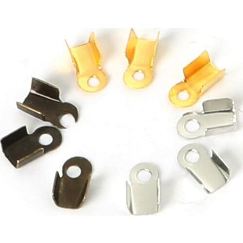 300pcs/lot Cord Crimp End Caps for Necklace Bracelet Velet Ropes Cords Connectors Clasp for DIY Jewelry Findings Accessories