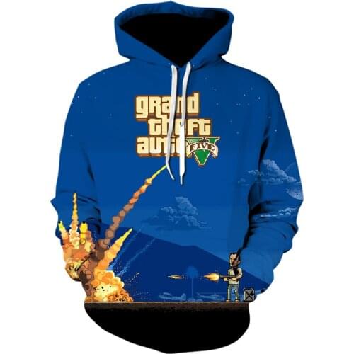 Personality fashion hooded Sweatshirts GAT 5 3D Printed blue hoodies Harajuku fall unisex casual Hoodie winter jackets Plus Size