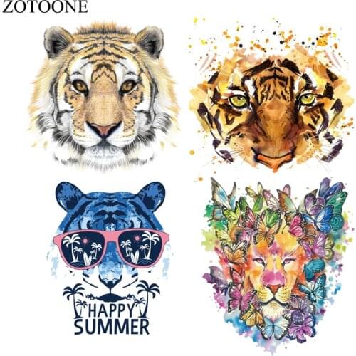 ZOTOONE Colorful Tiger Patches Iron On Transfers Patch For Clothes 27*22cm A-level Washable Ironing Stickers Print On T-shirt E