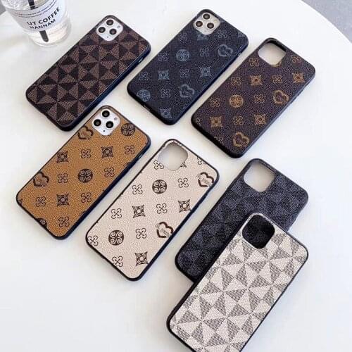 Luxury Geometric Lattice Pattern Case For iPhone 12 11 Pro Max SE XR Fashion Vintage PU Leather Cover For samsung S20 Plus S10 9