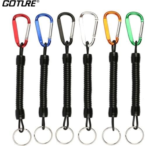 Goture 8pcs/lot Fishing Lanyard Ropes Retractable Plastic Spiral Rope Safety Line Fishing Tackle Length 12cm/15cm/18cm