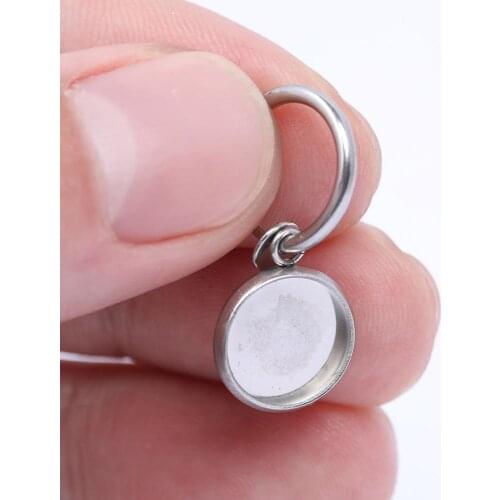 30pcs Stainless Steel Fit 10mm Cabochon Earring Settings Diy Circle Spring Clasp Hook Findings For Earrings Jewelry Making