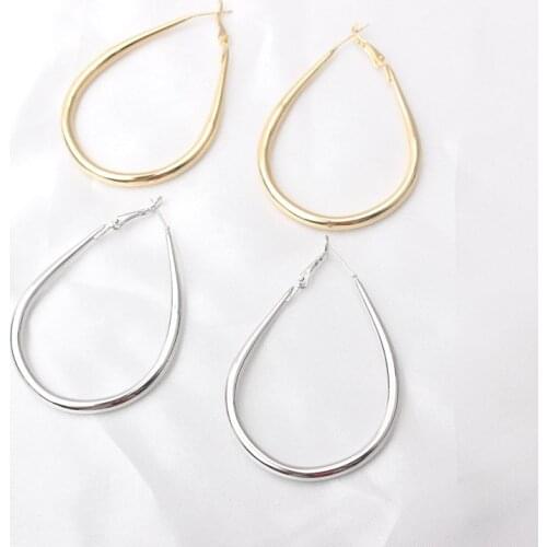 Big Water droplets Hoop Earrings for Women Jewelry Simple Hyperbole Gold Color Geometric Metal Earring Female Orecchino Brincos