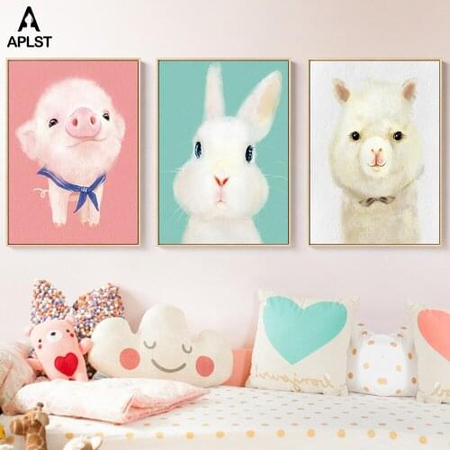 Cute Fun Canvas Print Wall Art Cartoon Animal Poster Nursery Painting Nordic Baby Kid Decoration Pictures Children Bedroom Decor