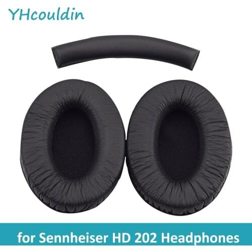 YHcouldin Replacement Ear Pads Fit for Sennheiser HD 202 Wired Headphones Over Ear Headset HD202 Black Leatherette Ear Cushions