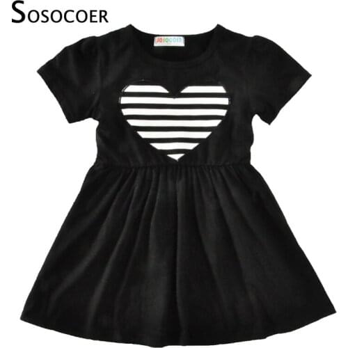 SOSOCOER Girls Dresses 2017 Summer Heart Girl Princess Dress Striped Plaid Pattern Design Kids Dress For Baby Girls Clothes 2-6Y