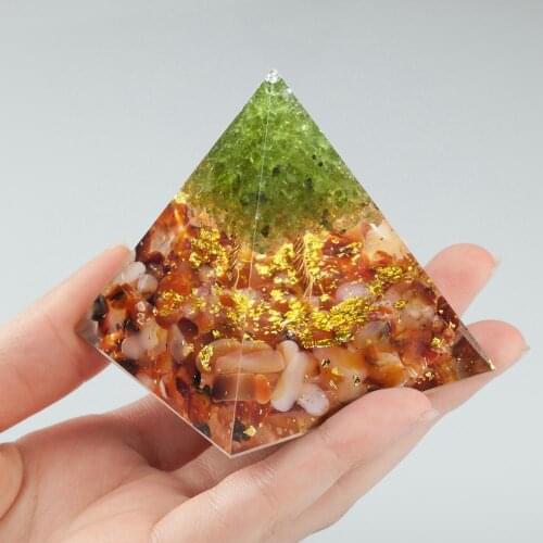 TUMBEELLUWA Healing Crystal Tree of Life Orgone Pyramid Energy Generator,Chakra Stone Figurine Decoration for Reiki Meditation