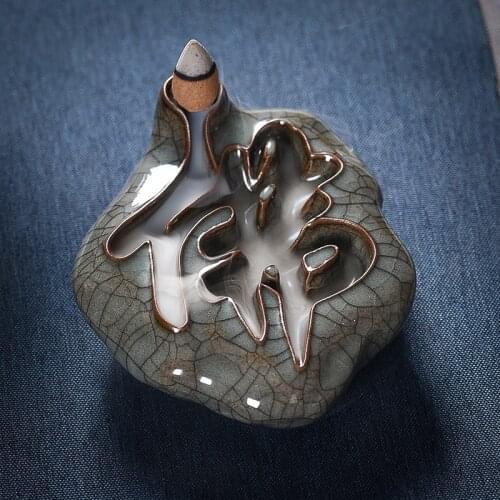 Decoration Ceramic Incense Burner Buddha Charcoal Incense Waterfall Smoke Fountain Vaper Vintage Incensario Home Decor BY50XX