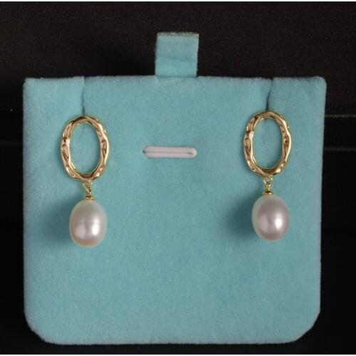 YIKALAISI 925 Sterling Silver Earrings Jewelry For Women 8-9mm Drop Shape Natural Freshwater Pearl Earrings 2021 New Wholesales