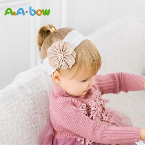 1 pcs Handmade Baby Floral nylon Headband Elastic Turban Hairband Baby Girls Head Wrap Warmer Headwear Baby Girls Headbands