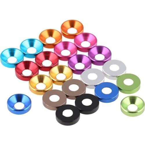 20pcs M2,M2.5,M3,M4,M5,M6 Colorful Anodized Aluminum flat head Countersunk head screw washer Gasket,Colorful Aluminum washer