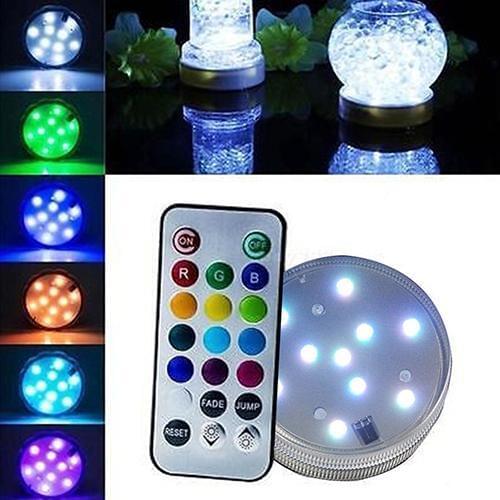 10 Led Submersible Light for Garden Swimming Pool Fountain Spa Party Bathroom IP68 Waterproof Underwater Lamp Remote Control LED