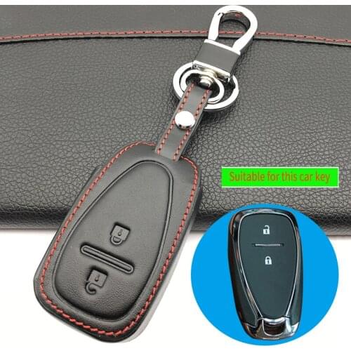 2 Button Smart Leather Car Key Cover Shell Case FOB Protector For Chevrolet 2016 2017 Camaro For Cruze Malibu Volt protect shell