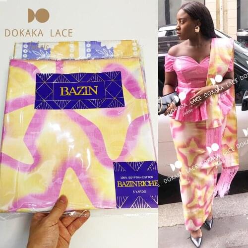 2020 High Quality Guinea Senegal Bazin Riche Fabric 5 Yards African Lace Fabric Nigerian Basin Riche Getzner Women Dress Fabrics