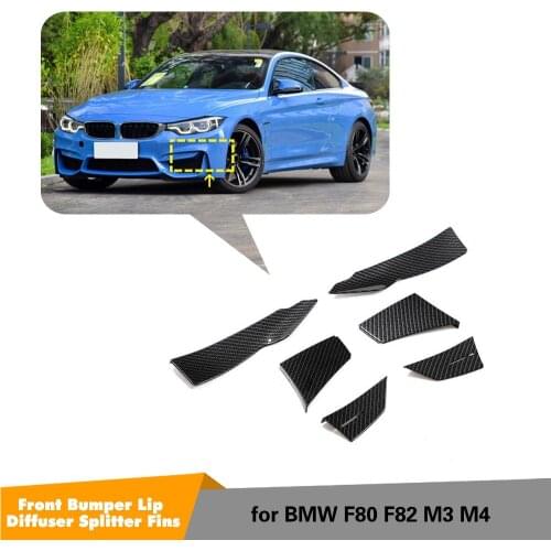 For BMW F80 M3 F82 M4 14-17 Front Bumper Splitter Side Fins Carbon Look 6PCS